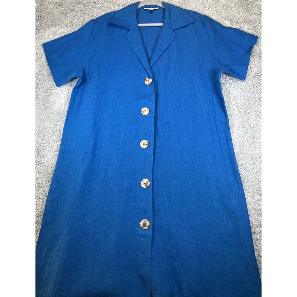 Courtney Washington‎ Women Blue Long 100% Silk Jacket Lagenlook Boho Coastal Med